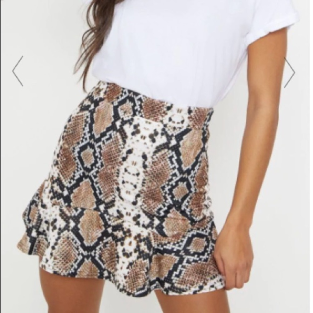 Taupe Verity Snake Print Flippy Hem Mini Skirt